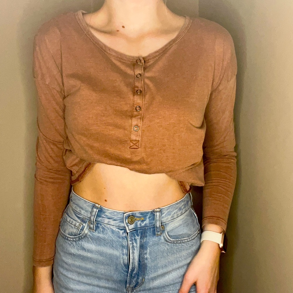 Brown Cropped Long Sleeve